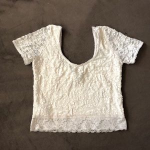 White lace crop top